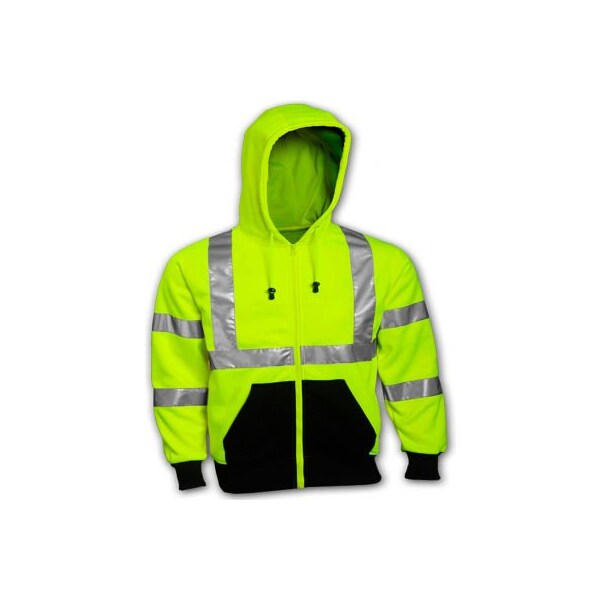 Tingley Hi-Vis Hooded Sweatshirt, Class 3, Type R, Polyester, Lime, SM S78122.SM - main